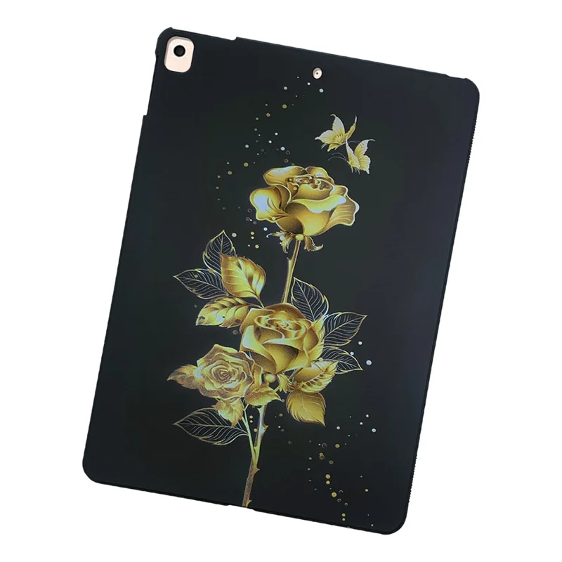 Para iPad 10.2 (2021) / (2020) / (2019) Capa de Tablet TPU Impressão de Padrão Proteção Slim - Rosa Dourado
