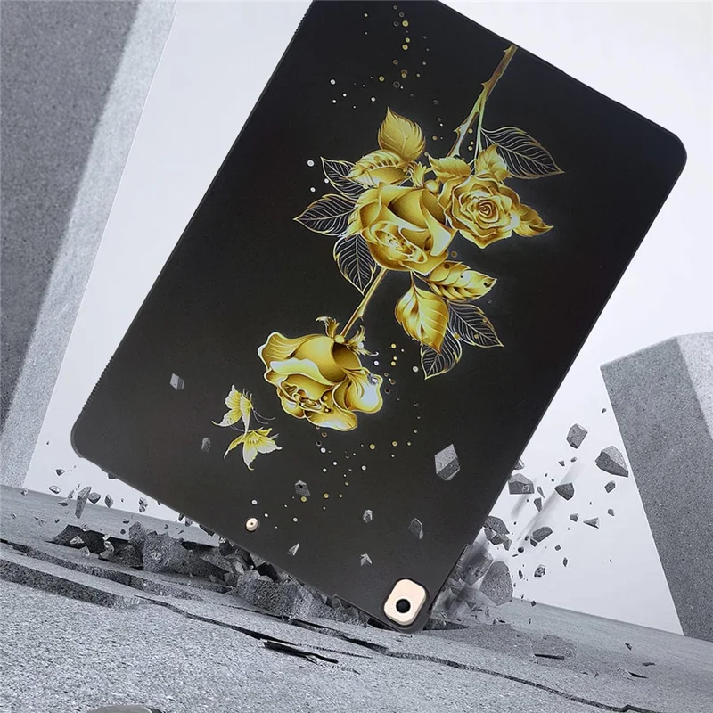 Para iPad 10.2 (2021) / (2020) / (2019) Capa de Tablet TPU Impressão de Padrão Proteção Slim - Rosa Dourado