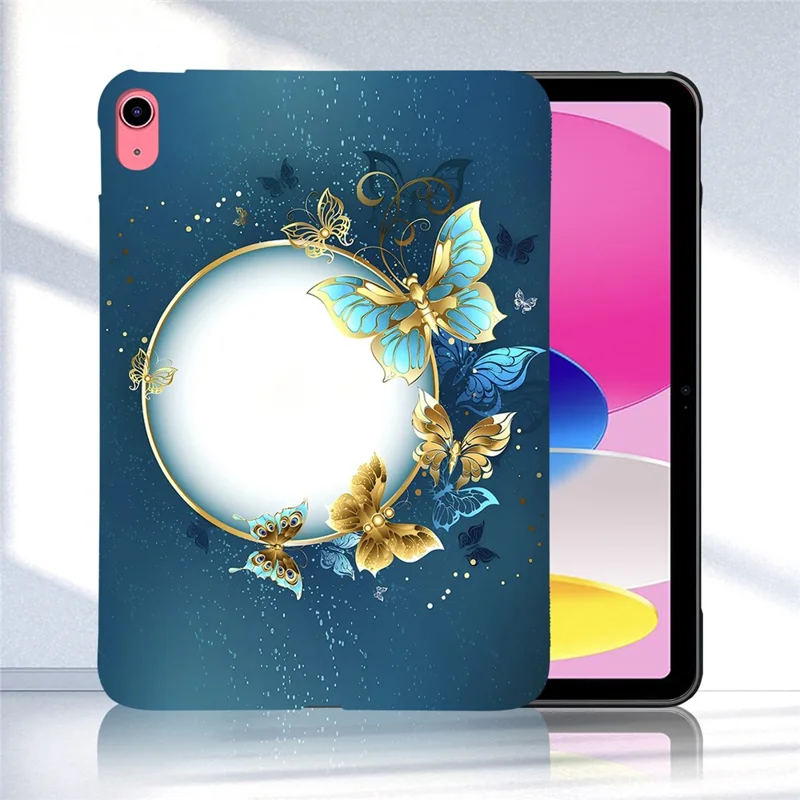 For iPad (2025) / 10.9 (2022) TPU Case Pattern Printing Slim Tablet Protective Cover - Moon and Butterfly