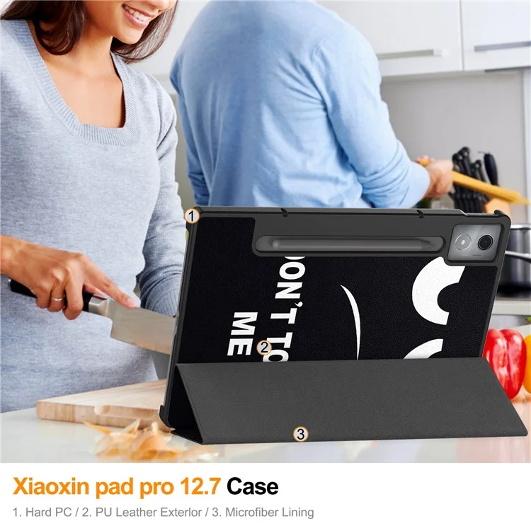 Pour Lenovo Xiaoxin Pad Pro 12.7 pouces Étui Motif Impression Cuir Support Housse Tablette - Ne me touchez pas