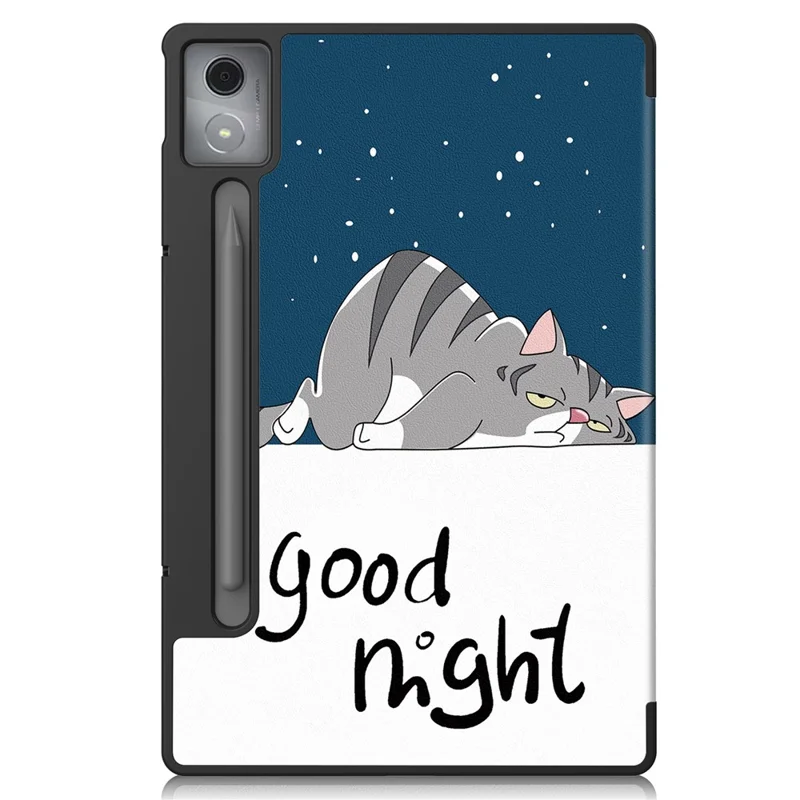 For Lenovo Xiaoxin Pad Pro 12.7 inch Case Pattern Print Leather Stand Tablet Cover - Cat