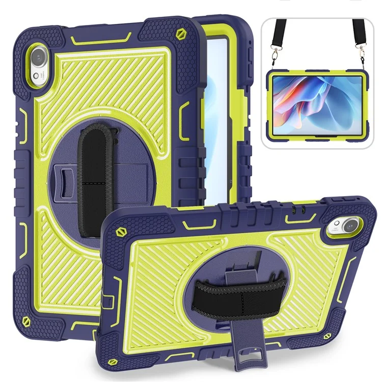 Per Huawei MatePad 11.5 S Case Silicone+PC Supporto Tablet Cover con Tracolla - Navy Blue+Green