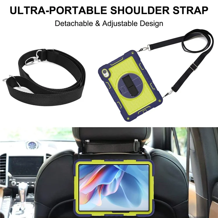 Per Huawei MatePad 11.5 S Case Silicone+PC Supporto Tablet Cover con Tracolla - Navy Blue+Green