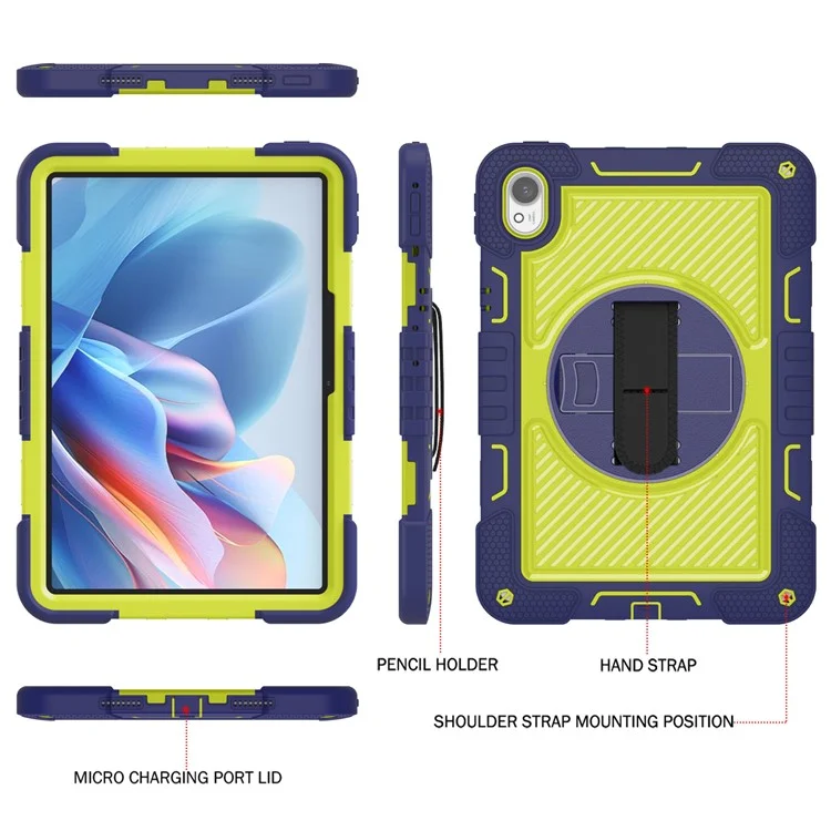 Per Huawei MatePad 11.5 S Case Silicone+PC Supporto Tablet Cover con Tracolla - Navy Blue+Green
