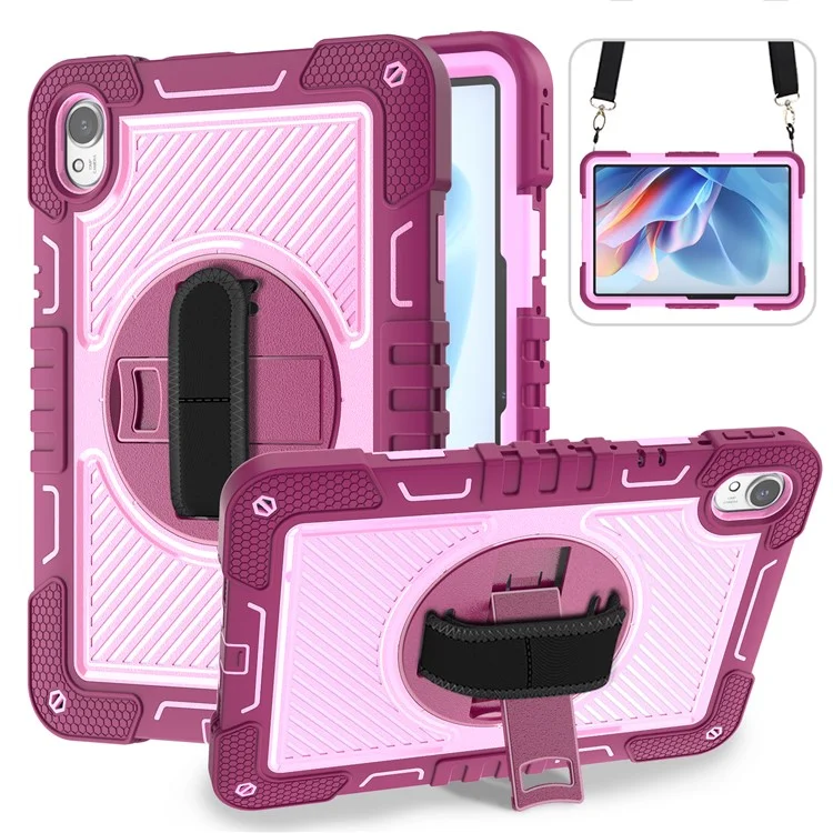 Per Huawei MatePad 11.5 S Case Silicone+PC Supporto Tablet Cover con Tracolla - Rosa+Rosa