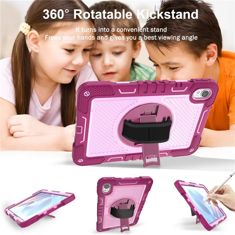 Per Huawei MatePad 11.5 S Case Silicone+PC Supporto Tablet Cover con Tracolla - Rosa+Rosa