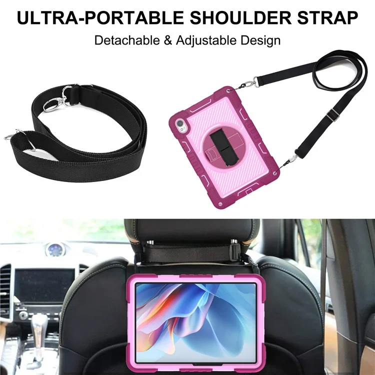 Per Huawei MatePad 11.5 S Case Silicone+PC Supporto Tablet Cover con Tracolla - Rosa+Rosa