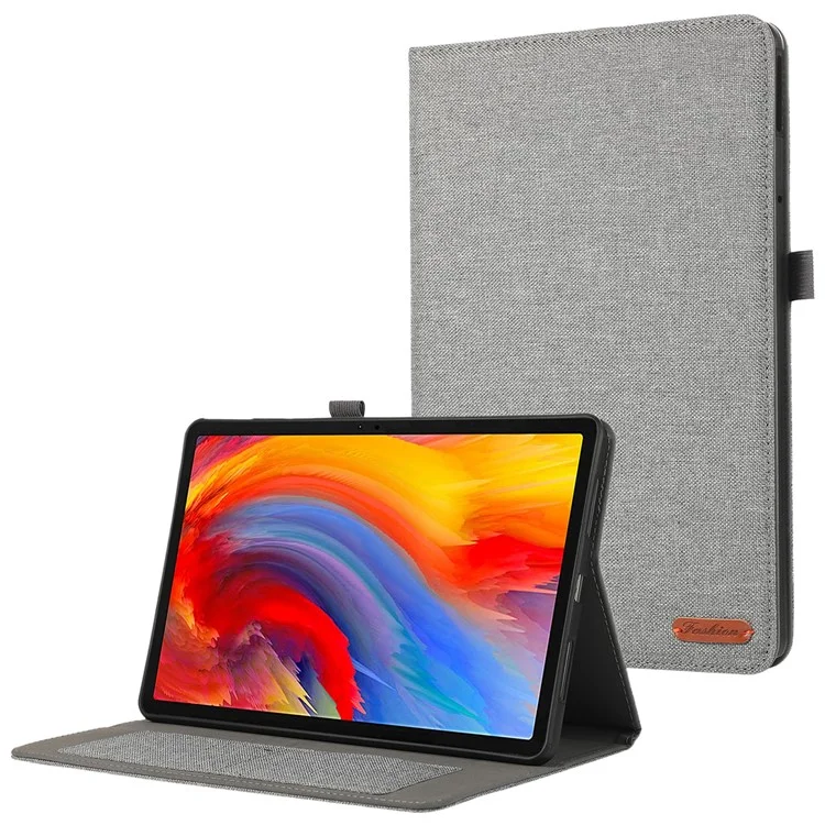 Per Lenovo Tab M11 Plus Custodia in Pelle con Porta Carte Texture in Tessuto Supporto Tablet - Grigio
