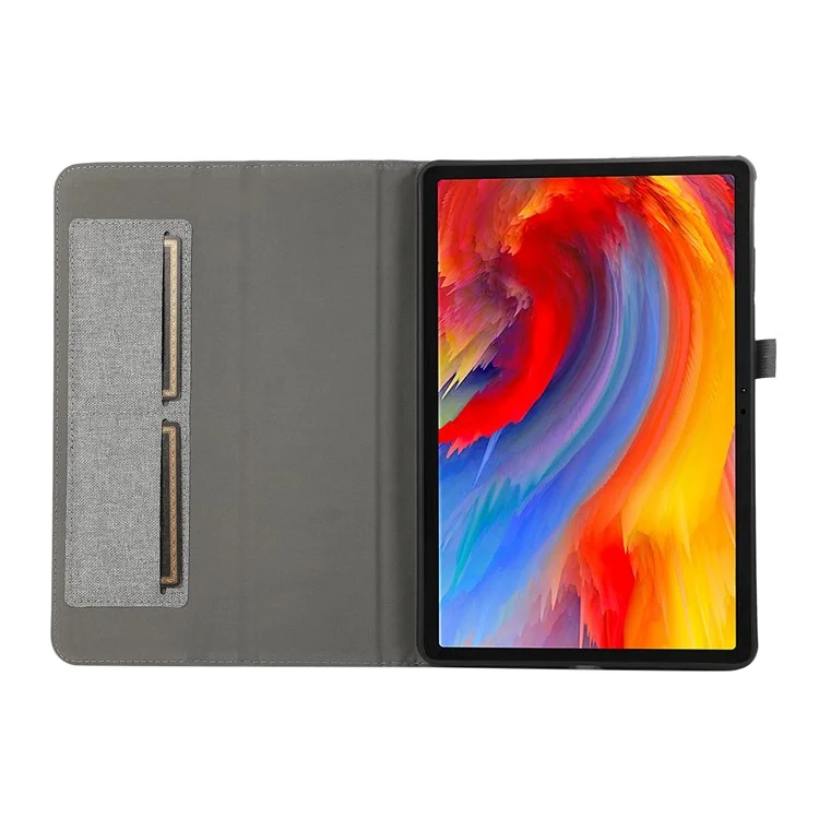 Per Lenovo Tab M11 Plus Custodia in Pelle con Porta Carte Texture in Tessuto Supporto Tablet - Grigio