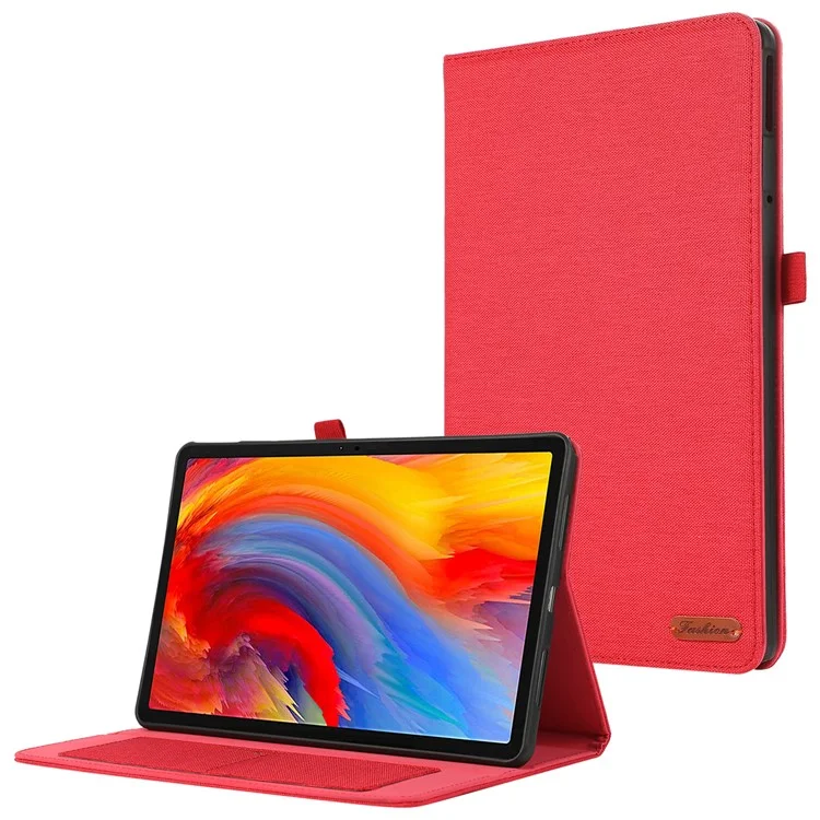 Für Lenovo Tab M11 Plus Lederetui mit Kartenfach Tuch-Textur Tablet-Ständer - Rot