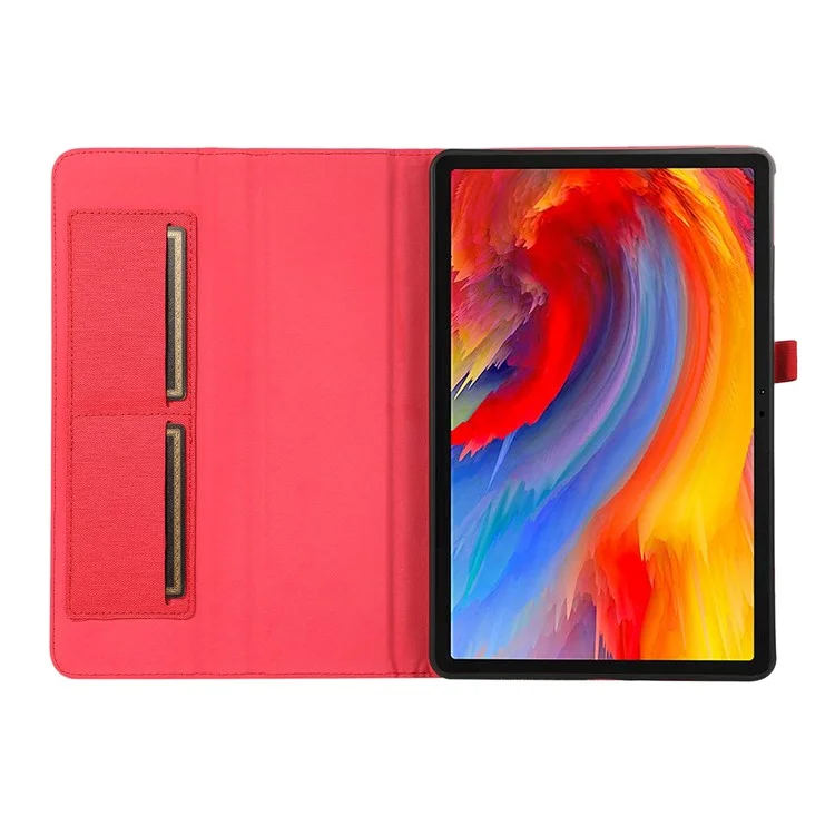Für Lenovo Tab M11 Plus Lederetui mit Kartenfach Tuch-Textur Tablet-Ständer - Rot