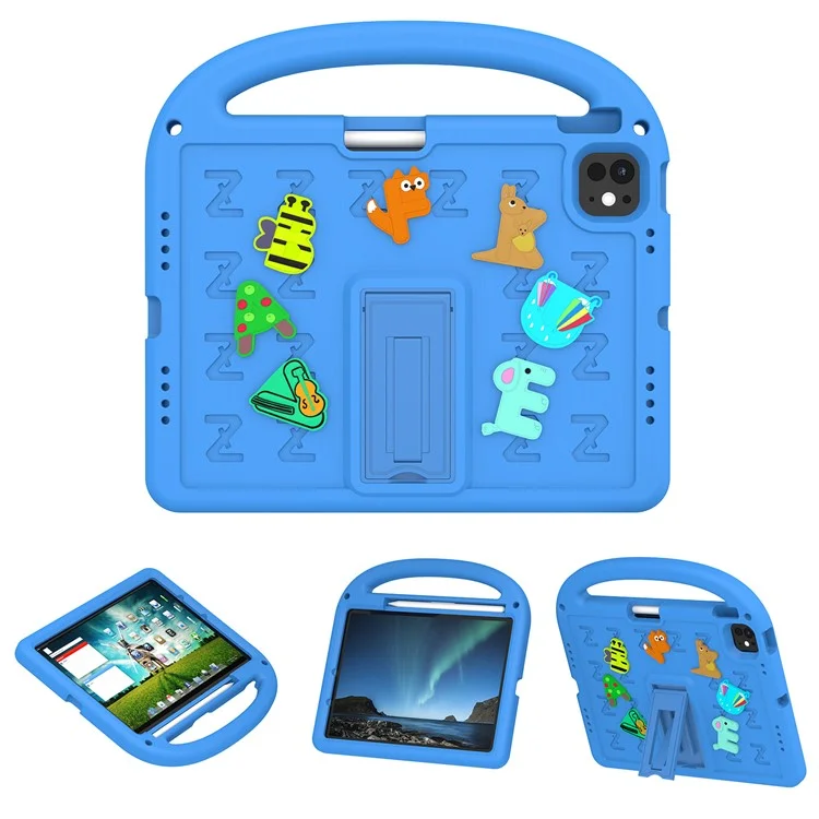 For iPad Air 11 (2025) / (2024) / iPad Pro 11 (2024) Kickstand Case EVA+PC Tablet Protection Cover - Blue