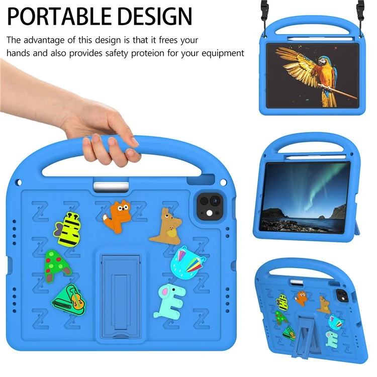 For iPad Air 11 (2025) / (2024) / iPad Pro 11 (2024) Kickstand Case EVA+PC Tablet Protection Cover - Blue