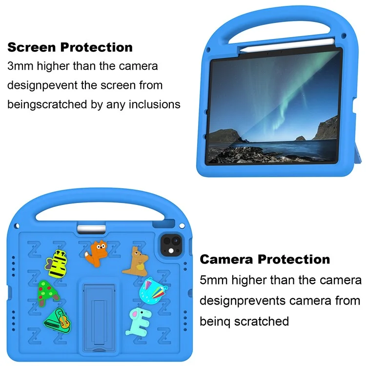 For iPad Air 11 (2025) / (2024) / iPad Pro 11 (2024) Kickstand Case EVA+PC Tablet Protection Cover - Blue