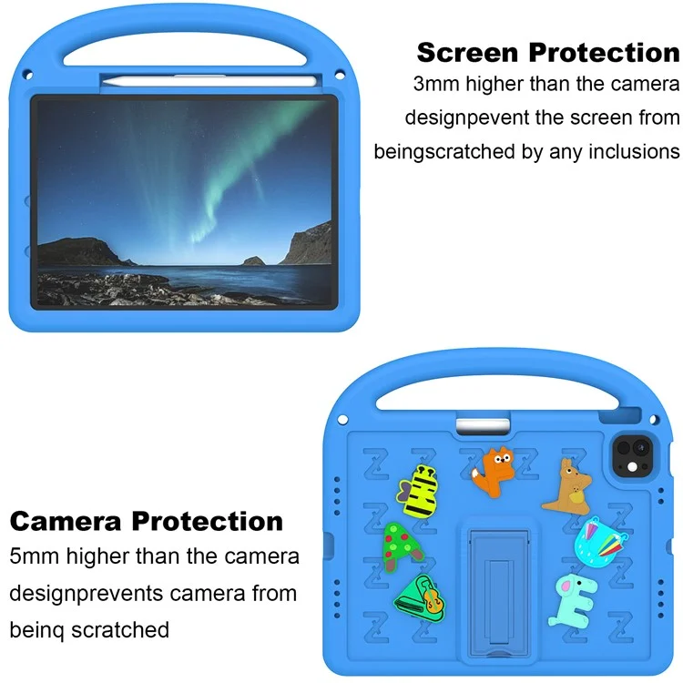 For iPad Air 11 (2025) / (2024) / iPad Pro 11 (2024) Kickstand Case EVA+PC Tablet Protection Cover - Blue