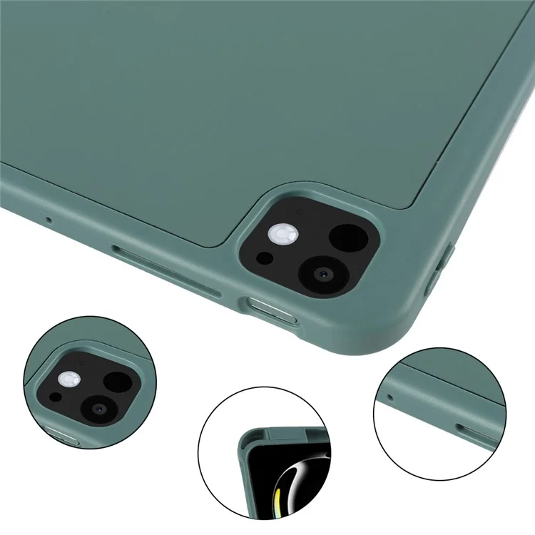 For iPad Pro 13 (2024) Protective Case Tri-Fold Stand PU Leather Tablet Cover - Green