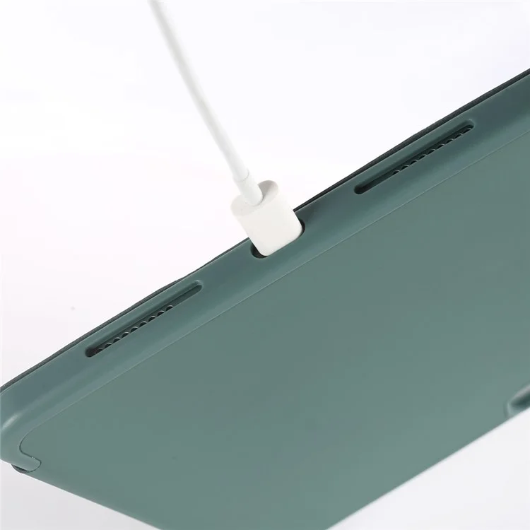 For iPad Pro 13 (2024) Protective Case Tri-Fold Stand PU Leather Tablet Cover - Green