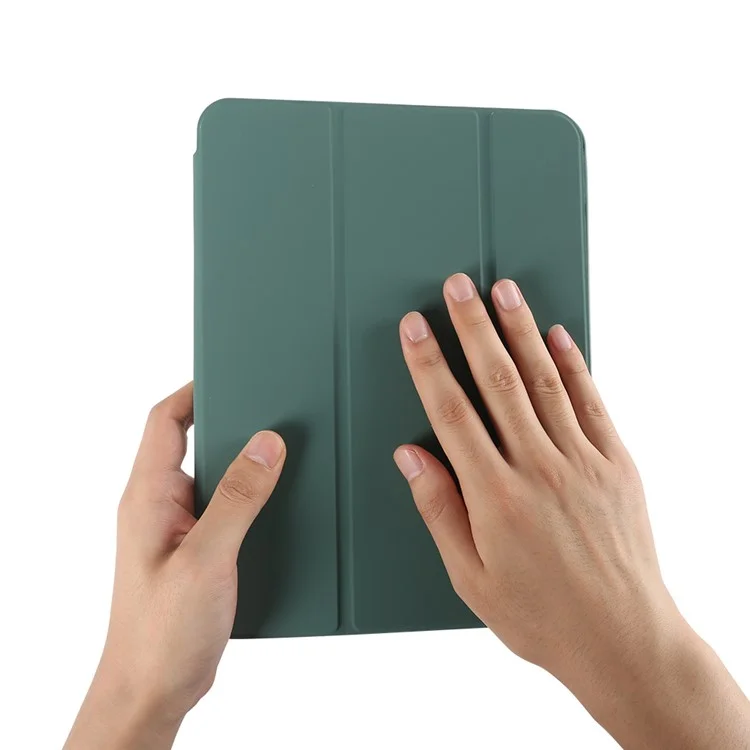 For iPad Pro 13 (2024) Protective Case Tri-Fold Stand PU Leather Tablet Cover - Green
