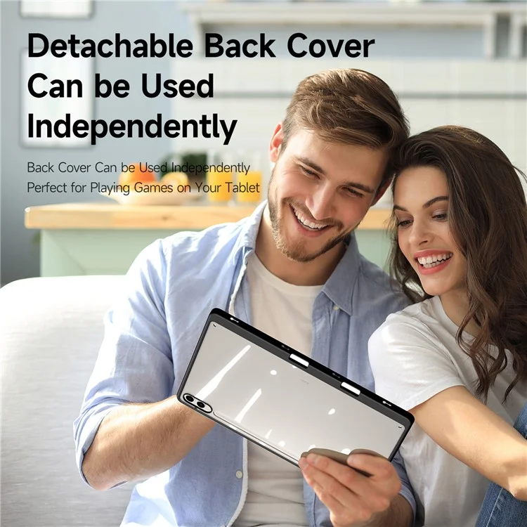 DUX DUCIS Magi Série pour Samsung Galaxy Tab S9+ / S9 FE+ Étui en cuir Origami Stand Réveil / Veille automatique Couverture - Noir