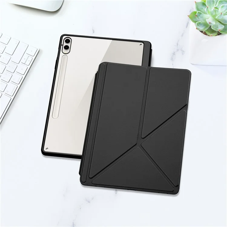 DUX DUCIS Magi Série pour Samsung Galaxy Tab S9+ / S9 FE+ Étui en cuir Origami Stand Réveil / Veille automatique Couverture - Noir