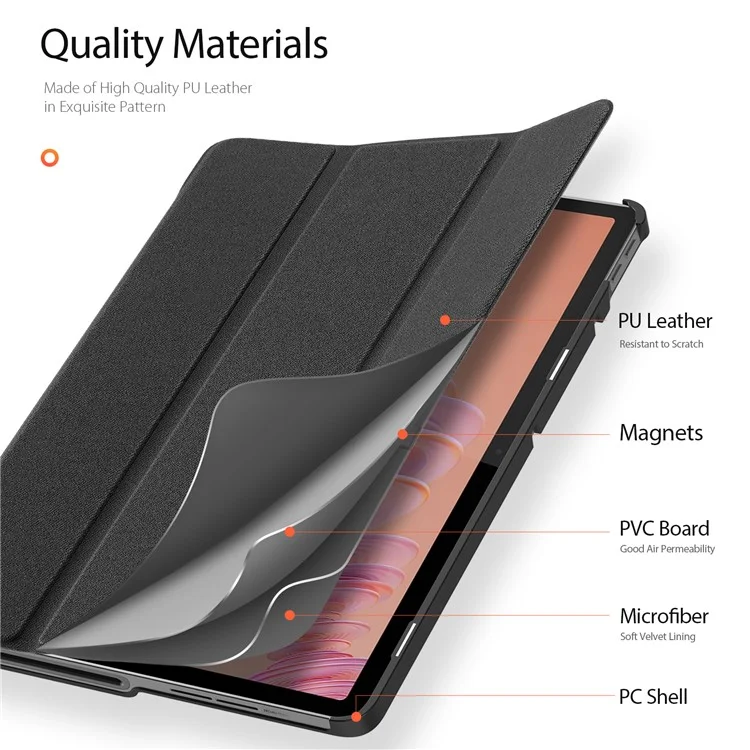 DUX DUCIS Domo Series per Lenovo Tab Plus Custodia in pelle Tri-Fold Stand Anti-Graffio Custodia per tablet - Nero