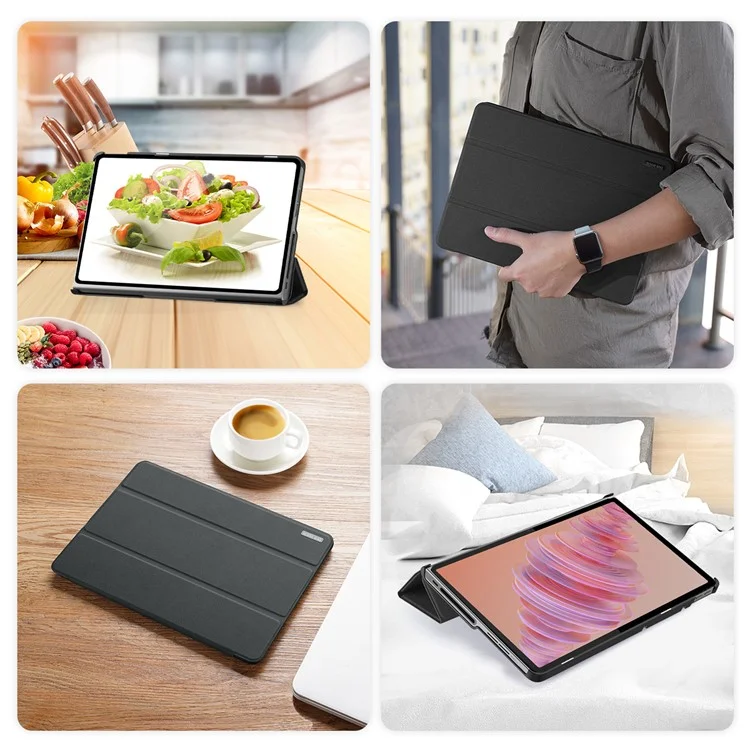 DUX DUCIS Domo Series per Lenovo Tab Plus Custodia in pelle Tri-Fold Stand Anti-Graffio Custodia per tablet - Nero