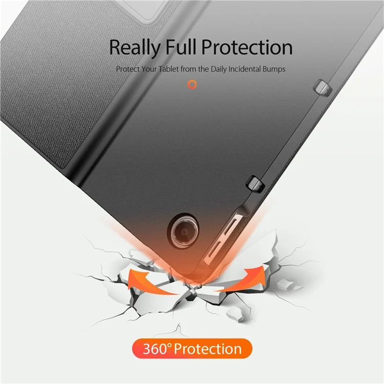 DUX DUCIS Domo Series per Lenovo Tab Plus Custodia in pelle Tri-Fold Stand Anti-Graffio Custodia per tablet - Nero
