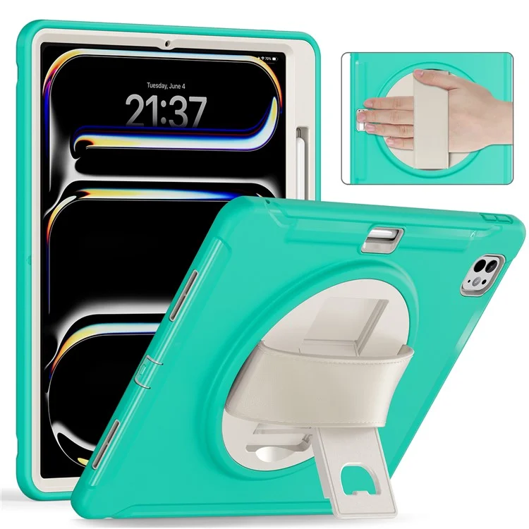 Para Ipad Pro 13 (2024) Case Kickstand Pc+tpu+cubierta de Silicona Con Ranura Para Lápiz - Verde Menta