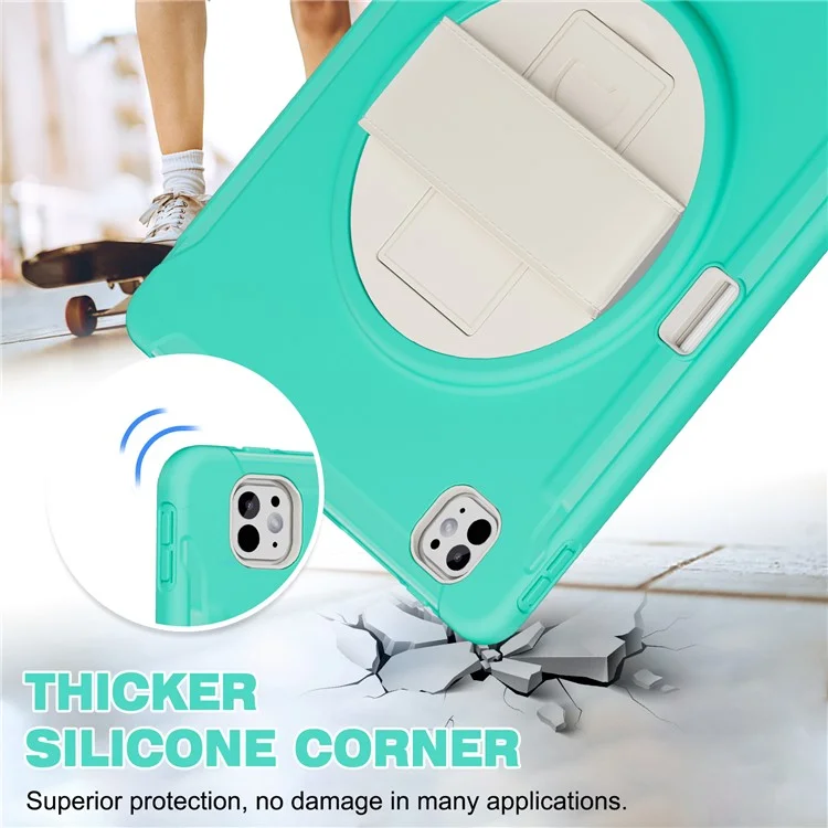 Para Ipad Pro 13 (2024) Case Kickstand Pc+tpu+cubierta de Silicona Con Ranura Para Lápiz - Verde Menta