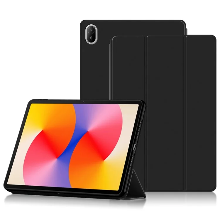Pour Huawei Matepad SE 11 Boîtier PU Leather TPU Back Full Protection Trifold Stand Tablet Cover - Noir