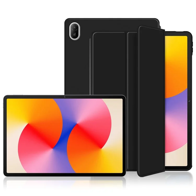 Pour Huawei Matepad SE 11 Boîtier PU Leather TPU Back Full Protection Trifold Stand Tablet Cover - Noir