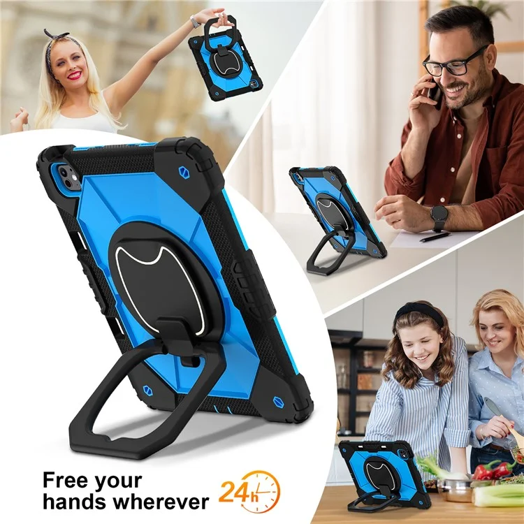 For iPad Pro 13 (2024) Kickstand Case Silicone+PC Tablet Cover - Black / Blue