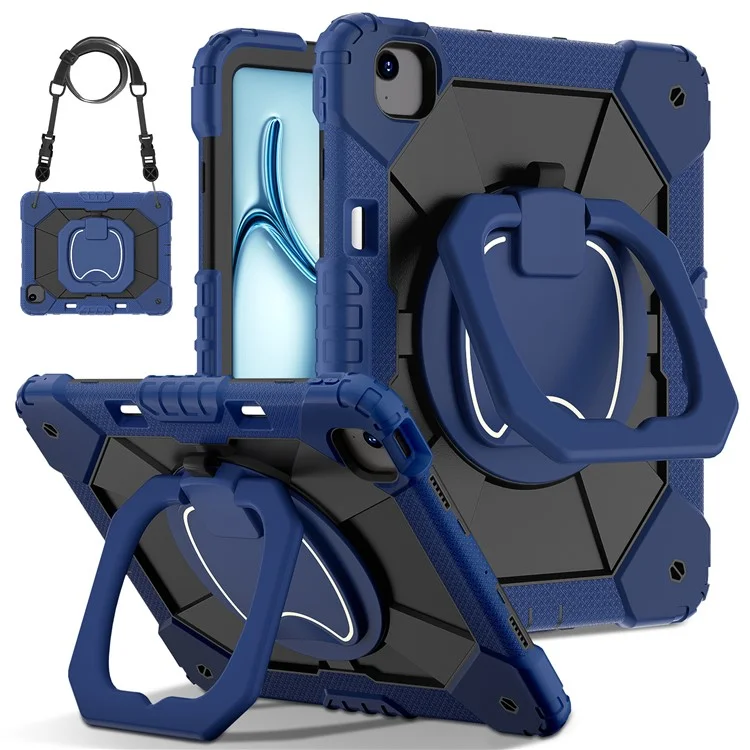 Para Ipad Air 13 (2024) Case de Cajas de Patada+cubierta de Tableta de pc - Azul Marino / Negro