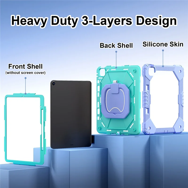 For iPad Air 13 (2026) / (2025) / (2024) Kickstand Case Silicone+PC Tablet Cover - Light Purple / Mint Green