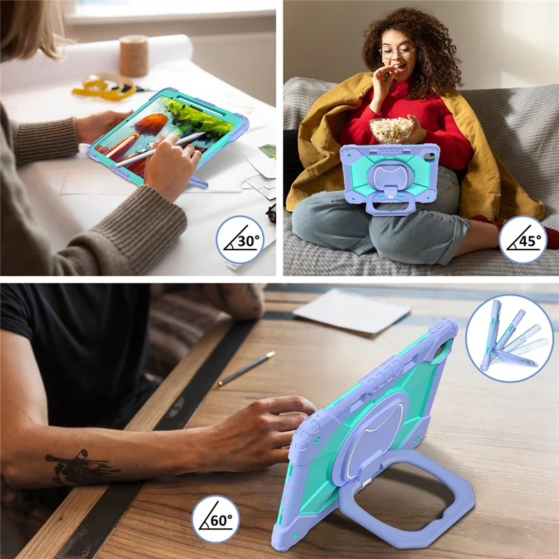 For iPad Air 13 (2026) / (2025) / (2024) Kickstand Case Silicone+PC Tablet Cover - Light Purple / Mint Green