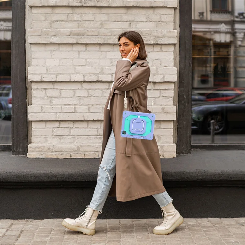 For iPad Air 13 (2026) / (2025) / (2024) Kickstand Case Silicone+PC Tablet Cover - Light Purple / Mint Green