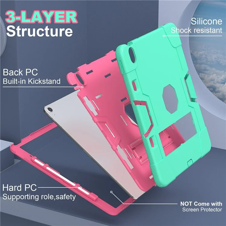 Para Ipad Air 13 (2024) Case Robot Style Silicone + PC Tableta Constación Con Kickstand - Verde Menta / Rosa
