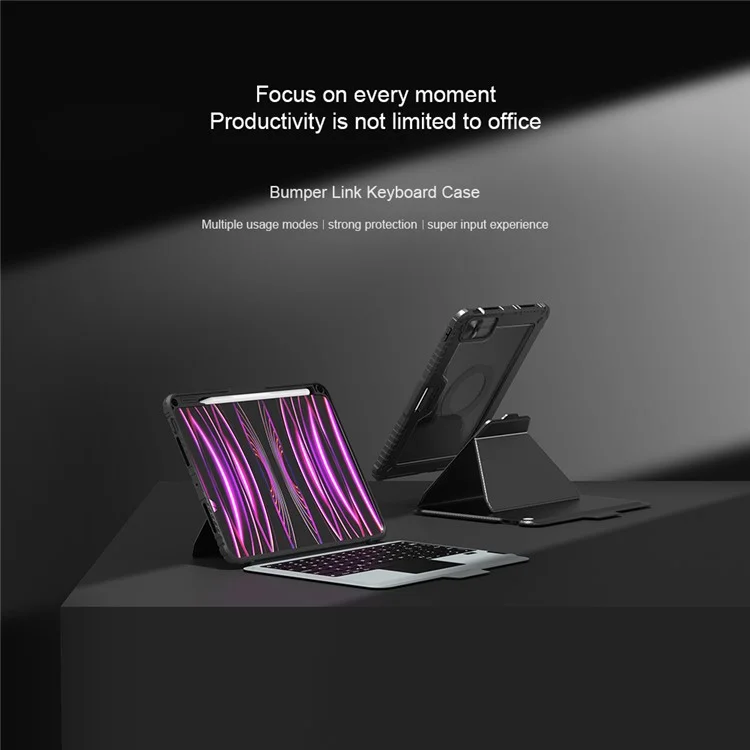NILLKIN For iPad Pro 11 (2024) Shockproof Case Detachable Backlight Keyboard Case