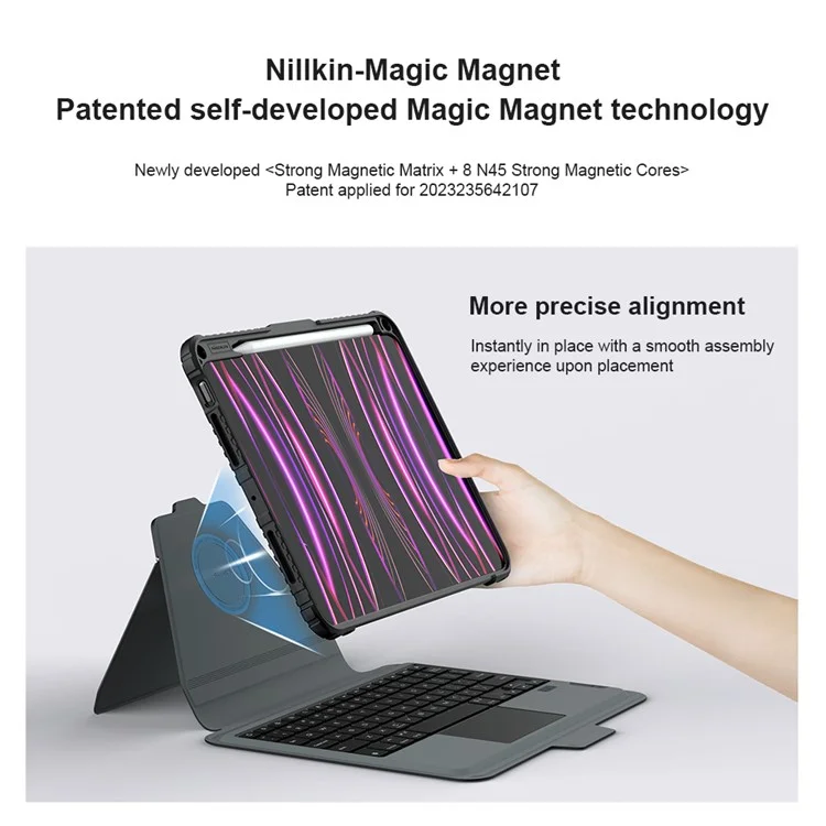 NILLKIN For iPad Pro 11 (2024) Shockproof Case Detachable Backlight Keyboard Case