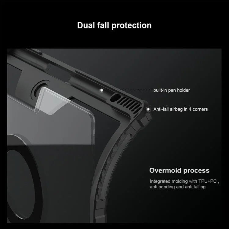 NILLKIN For iPad Pro 13 (2024) Shockproof Case Detachable Backlight Keyboard Case
