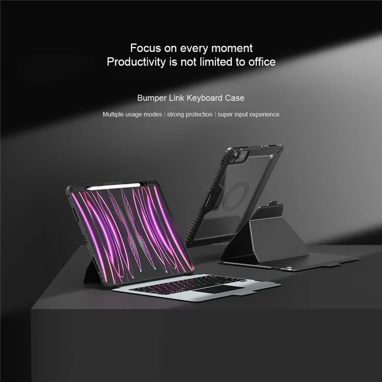 NILLKIN For iPad Pro 13 (2024) Shockproof Case Detachable Backlight Keyboard Case