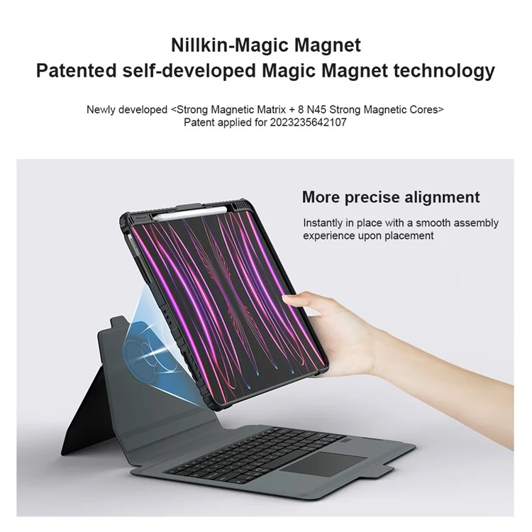 NILLKIN For iPad Pro 13 (2024) Shockproof Case Detachable Backlight Keyboard Case