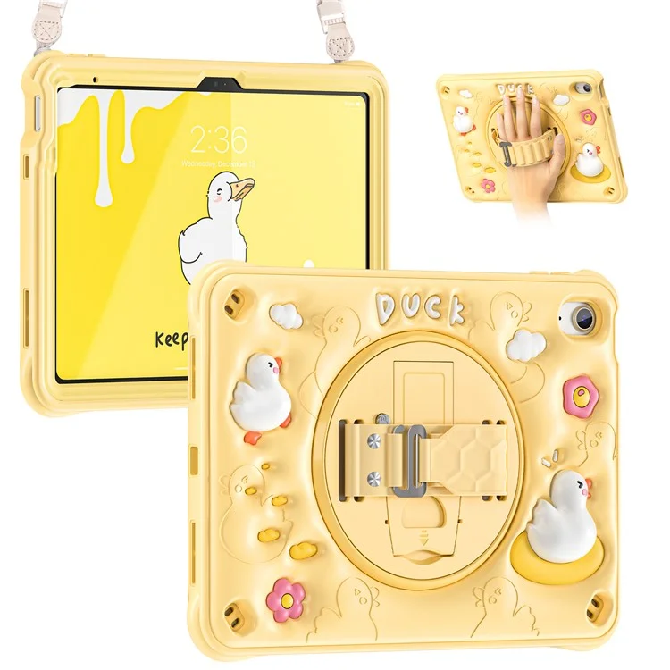 Para Ipad 10.9 (2022) Case Com Pulseira de Ombro Pato de Pato Strapalha de Mão Pc+silicone+tampa de Tpu