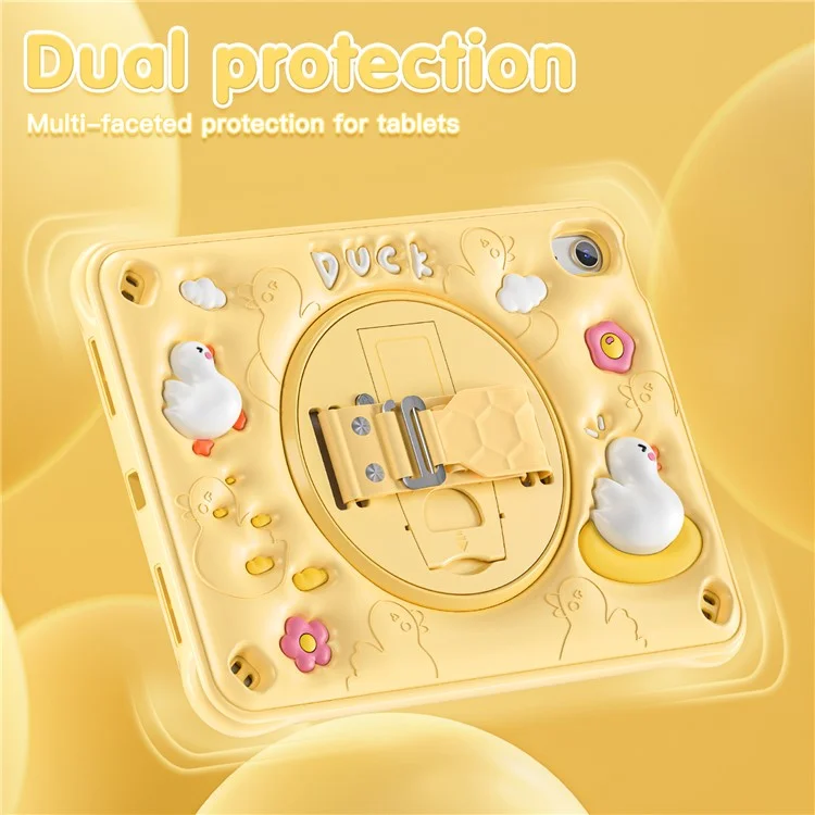 Für iPad 10.9 (2022) Hülle Entenmuster Handschlaufe Ständer PC+Silikon+TPU Tablet-Cover