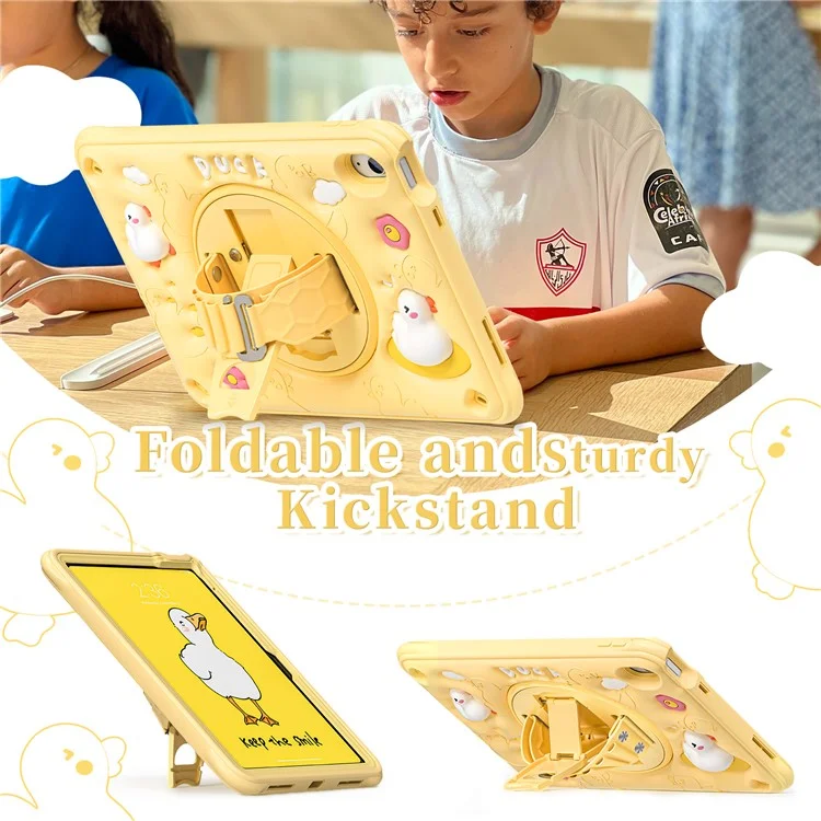 Für iPad 10.9 (2022) Hülle Entenmuster Handschlaufe Ständer PC+Silikon+TPU Tablet-Cover