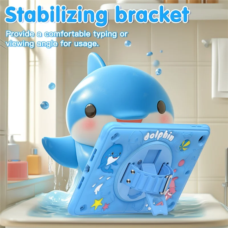 For iPad 10.2 (2021) / (2020) / (2019) Case Cute Dolphin Kickstand PC+Silicone+TPU Tablet Cover