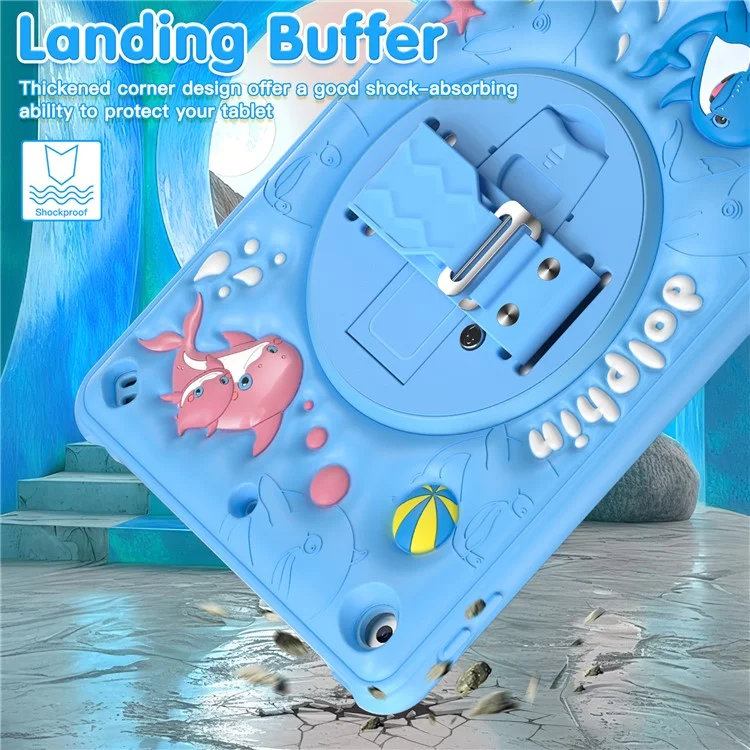 For iPad 10.2 (2021) / (2020) / (2019) Case Cute Dolphin Kickstand PC+Silicone+TPU Tablet Cover