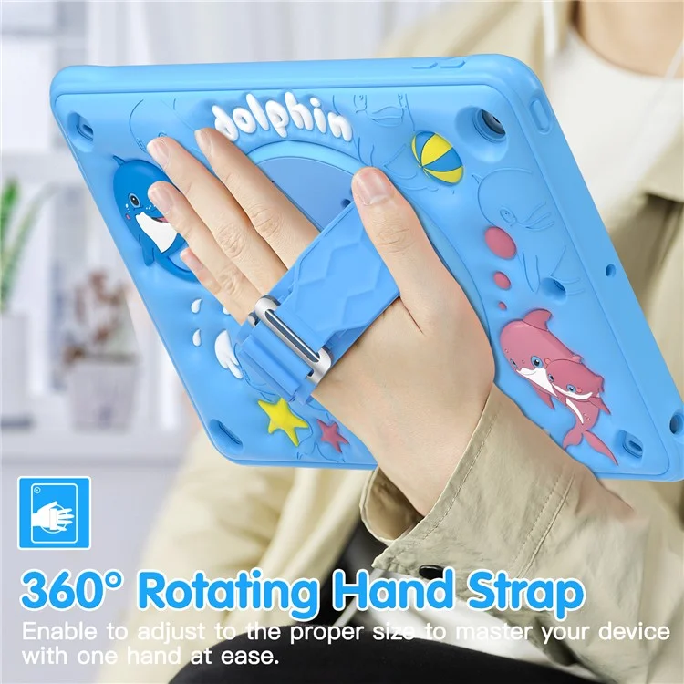 For iPad 10.2 (2021) / (2020) / (2019) Case Cute Dolphin Kickstand PC+Silicone+TPU Tablet Cover