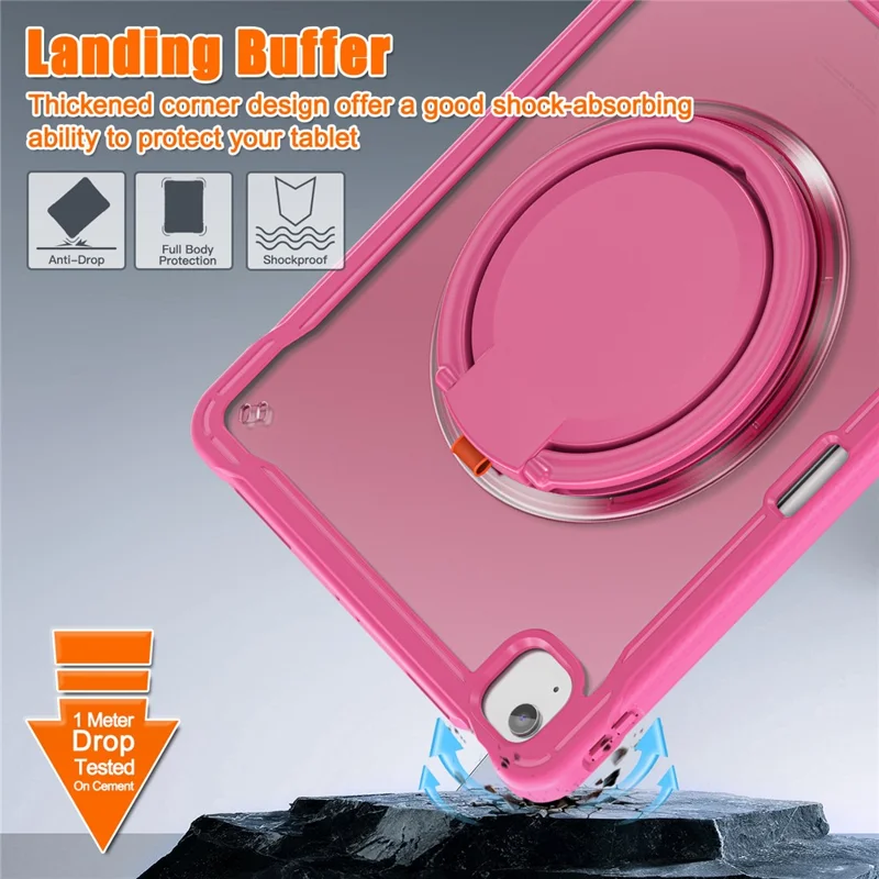 For iPad Air 13 (2025) / (2024) / Pro 12.9 (2022) / (2021) / (2020) / (2018) Case Rotary Kickstand PC+TPU+Silicone Tablet Cover - Rose