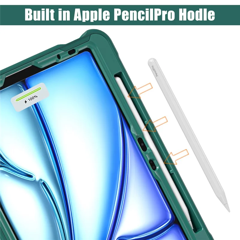 For iPad Air 11 (2025) / (2024) / Air (2022) / (2020) / Pro 11 (2022) / (2021) / (2020) / (2018) Case Rotary Kickstand Tablet Cover - Midnight Green